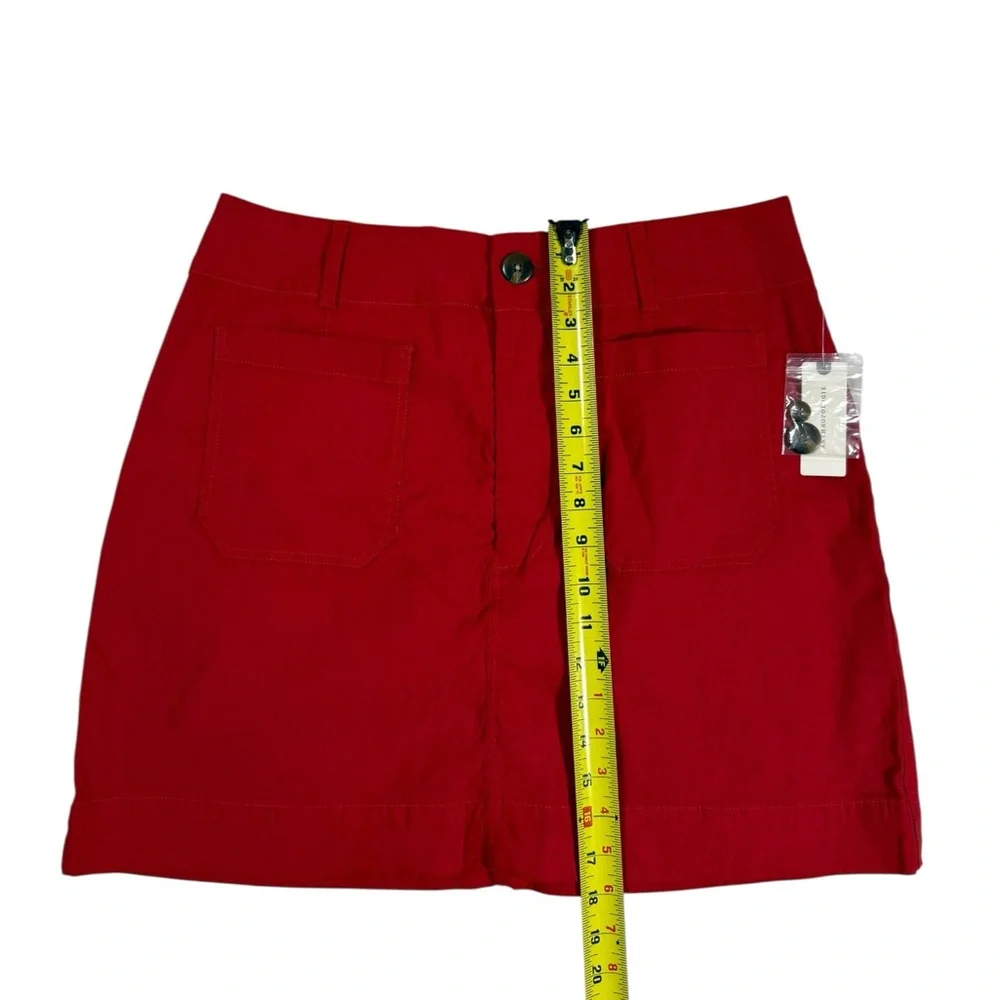 Maeve by Anthropologie Red Skirt Womens Large Pockets Linen Blend NEW Read Desc - Picture 4 of 9